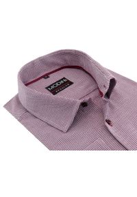 Bordowa koszula męska w pepitkę Modini DD1. Kolor: czerwony. Materiał: bawełna, tkanina. Długość: długie #1