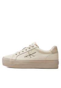 Calvin Klein Jeans Sneakersy Vulc Flatform Laceup Lth YW0YW01474 Écru. Materiał: skóra