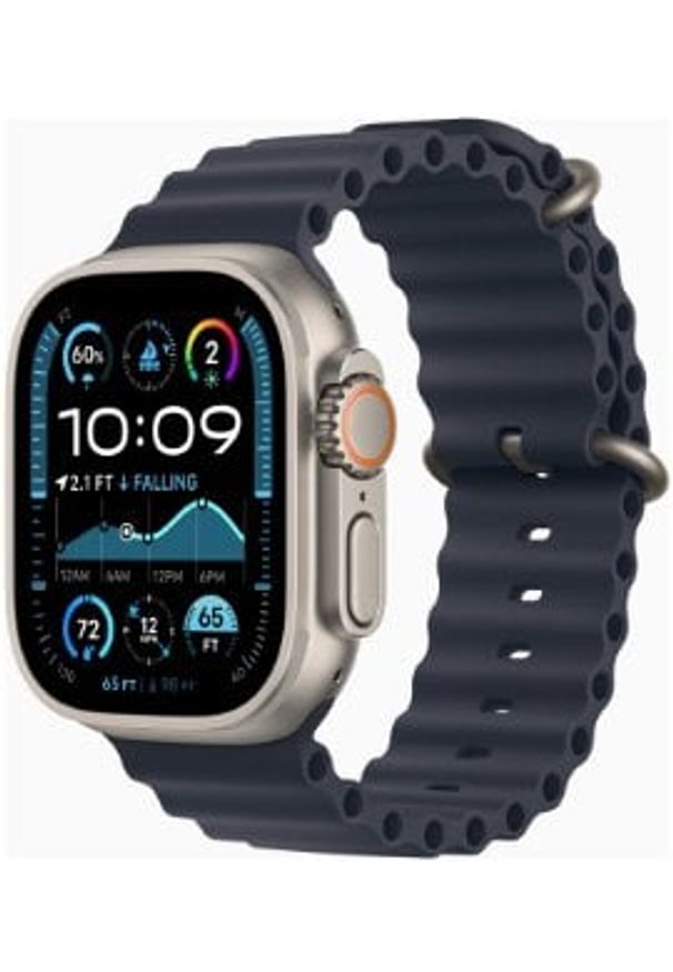 APPLE - Apple Watch Ultra 2 GPS + Cellular 49mm Natural Titanium Case with Navy Ocean Band MX4D3EL/A