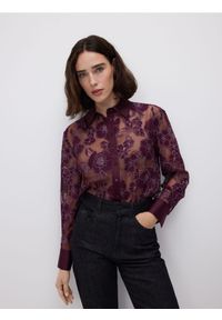Reserved - Koszula z wiskozą - ciemnofioletowy. Kolor: fioletowy. Materiał: wiskoza