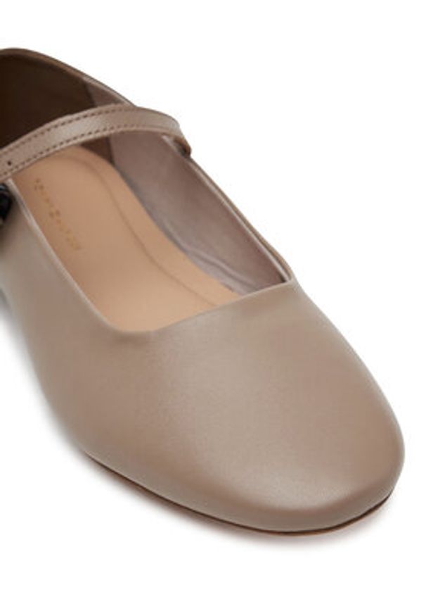 TOMMY HILFIGER - Tommy Hilfiger Baleriny Leather Maryjane Ballerina FW0FW08651 Beżowy. Kolor: beżowy. Materiał: skóra