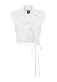 ACCESS FASHION Kamizelka 53-1028-195 Biały Slim Fit. Kolor: biały. Materiał: wiskoza