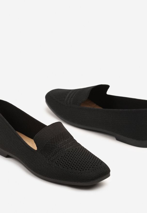 Born2be - Czarne Mokasyny z Siateczkową Cholewką Belionas. Okazja: na co dzień. Kolor: czarny. Materiał: jeans. Szerokość cholewki: normalna. Wzór: geometria. Sezon: lato, wiosna. Styl: elegancki, casual