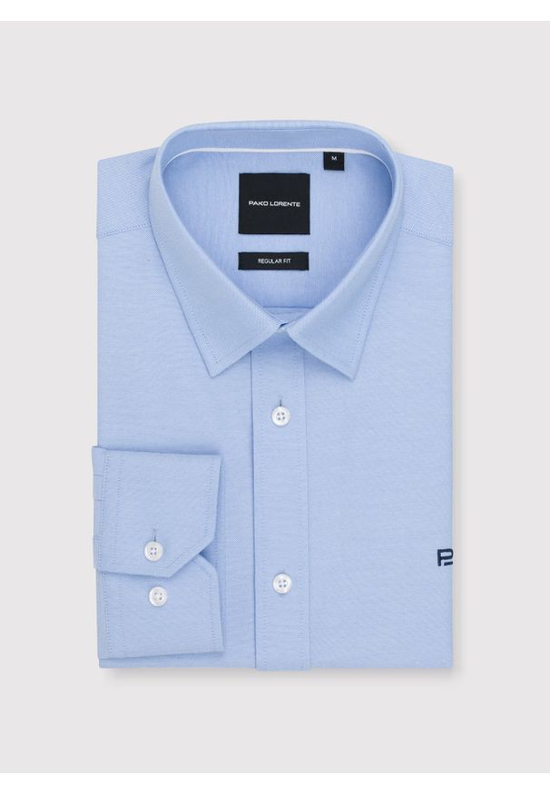 Pako Lorente - PAKO LORENTE - Niebieska koszula męska. Kolor: niebieski, biały. Materiał: bawełna, poliester. Długość rękawa: długi rękaw. Długość: długie