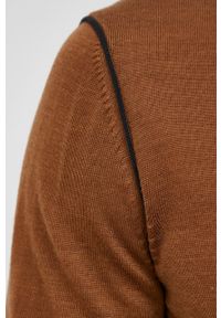 BOSS - Boss Sweter wełniany 50463056 męski kolor brązowy lekki z półgolfem. Okazja: na co dzień. Kolor: brązowy. Materiał: wełna. Długość rękawa: długi rękaw. Długość: długie. Styl: casual #2