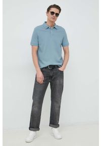 Guess polo bawełniane kolor niebieski gładki. Typ kołnierza: polo. Kolor: niebieski. Materiał: bawełna. Długość: krótkie. Wzór: gładki #3