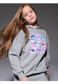 Sinsay - Bluza hoodie z nadrukiem Lilo & Stitch - szary. Kolor: szary. Wzór: nadruk #1