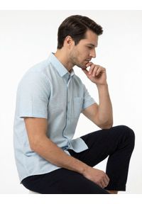 Weekendowa Koszula Męska z Kory Bawełnianej - Brave Soul - Błękitna. Kolor: niebieski. Materiał: bawełna. Styl: sportowy #7