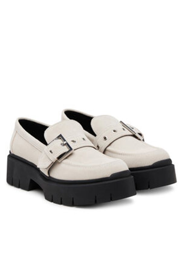 Hugo - HUGO Loafersy 50541731 Écru. Materiał: zamsz, skóra