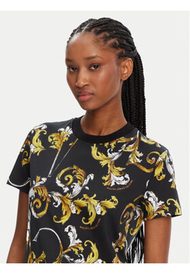 Versace Jeans Couture T-Shirt 78HAH613 Czarny Regular Fit. Kolor: czarny. Materiał: bawełna