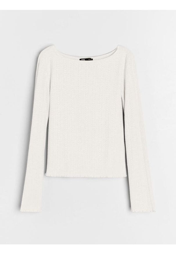 Sinsay - Bluzka z długimi rękawami - kremowy. Kolor: kremowy. Długość rękawa: długi rękaw. Długość: długie
