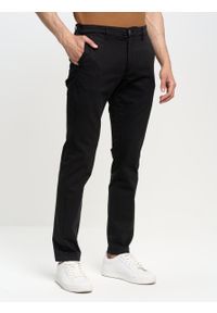 Big-Star - Spodnie chinosy męskie czarne Erhat 907. Kolor: czarny. Materiał: tkanina, bawełna. Długość: długie. Styl: elegancki