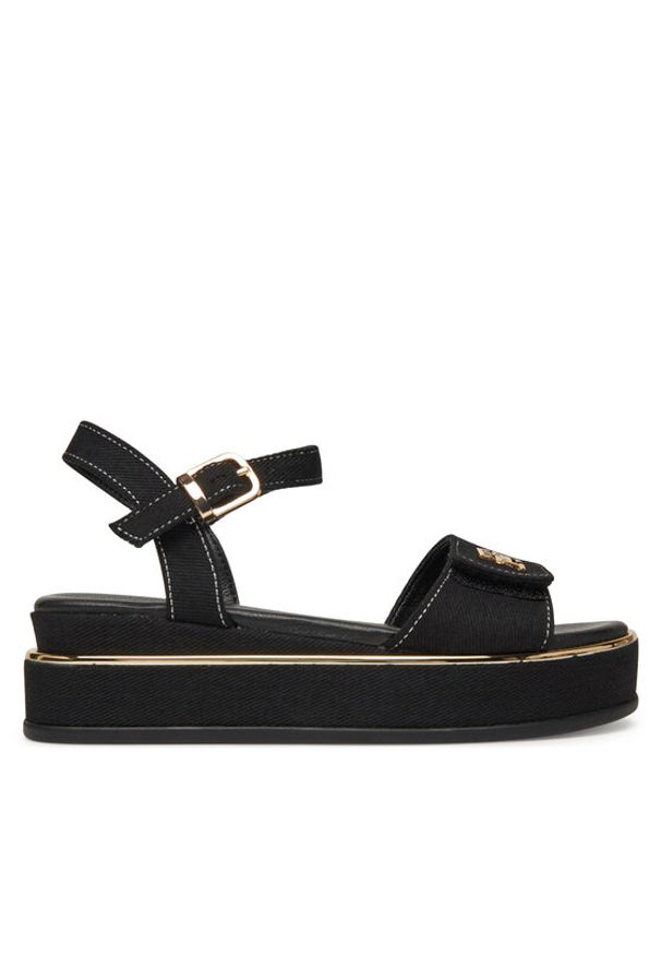 TOMMY HILFIGER - Tommy Hilfiger Sandały T3A2-33788-1828 S Czarny. Kolor: czarny. Materiał: materiał