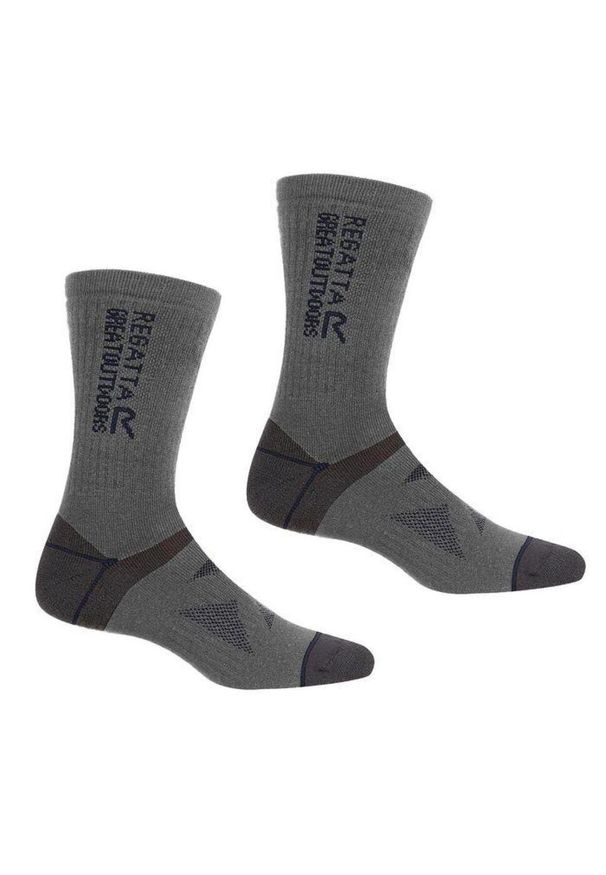Regatta - Wool Hiker unisex skarpety wełniane 2-pak. Kolor: brązowy, szary, wielokolorowy. Materiał: guma, poliester, nylon, wełna, elastan