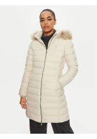 Tommy Jeans Płaszcz zimowy Essential DW0DW18864 Écru Slim Fit. Materiał: syntetyk. Sezon: zima