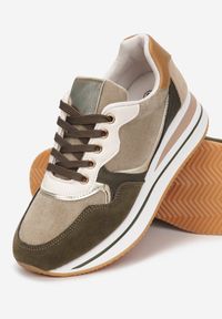Born2be - Zielone Sneakersy na Platformie z Metalicznymi Wstawkami Boitt. Nosek buta: okrągły. Zapięcie: sznurówki. Kolor: zielony. Materiał: materiał, syntetyk, nubuk. Sezon: wiosna, jesień, lato. Obcas: na platformie. Wysokość obcasa: niski #3