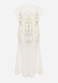 Born2be - Jasnobeżowa Satynowa Sukienka na Ramiączka z Wiskozy i Bawełny z Narzutką Messishis. Okazja: na co dzień. Kolor: beżowy. Materiał: wiskoza, satyna, bawełna. Długość rękawa: na ramiączkach. Wzór: aplikacja. Sezon: lato. Styl: casual #4