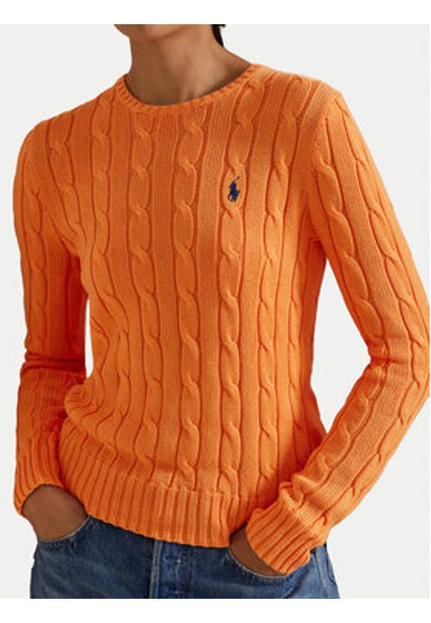Polo Ralph Lauren Sweter 211971869014 Pomarańczowy Slim Fit. Typ kołnierza: polo. Kolor: pomarańczowy. Materiał: bawełna