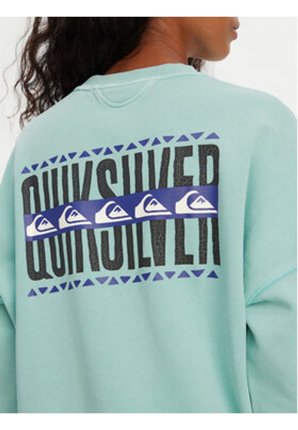 Quiksilver Bluza EQWFT03179 Turkusowy Oversize. Kolor: turkusowy. Materiał: bawełna