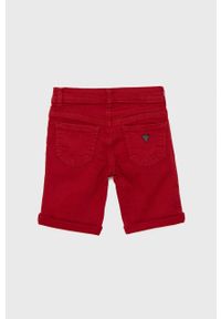 Guess Szorty jeansowe dziecięce kolor czerwony regulowana talia. Okazja: na co dzień. Kolor: czerwony. Materiał: jeans. Styl: casual #3