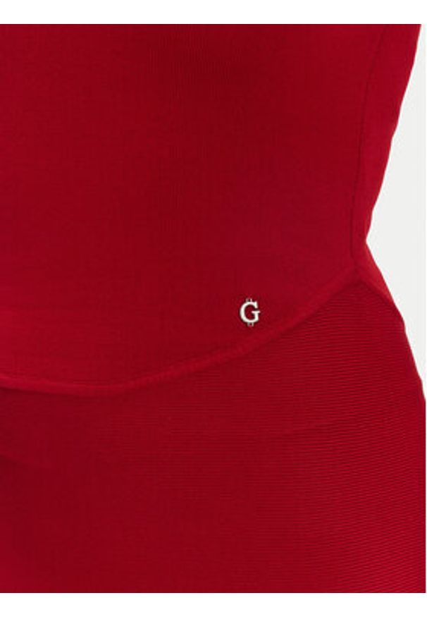 Guess Sukienka dzianinowa W5YK0S Z0241 Bordowy Regular Fit. Kolor: czerwony. Materiał: wiskoza