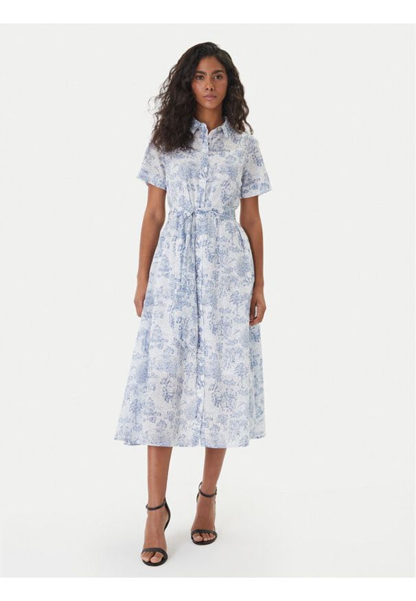 Barbour Sukienka koszulowa LDR0979BL28 Niebieski Regular Fit. Kolor: niebieski. Materiał: bawełna. Typ sukienki: koszulowe