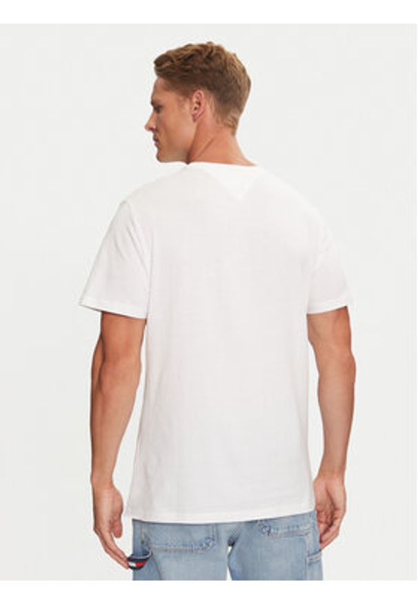 Tommy Jeans T-Shirt Essential Flag DM0DM20740 Biały Slim Fit. Kolor: biały. Materiał: bawełna