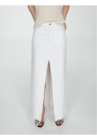 mango - Mango Spódnica jeansowa Amaia 77070355 Biały Regular Fit. Kolor: biały. Materiał: bawełna