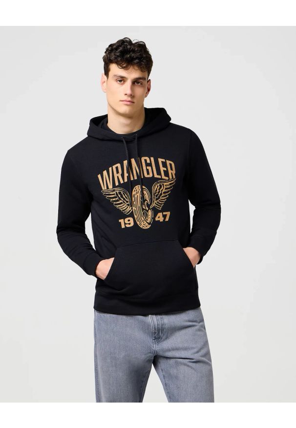 Wrangler - MESKA BLUZA WRANGLER AMERICANA HOODIE BLACK 112371457