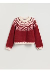 Reserved - Wzorzysty sweter - wielobarwny. Materiał: dzianina, wełna #1