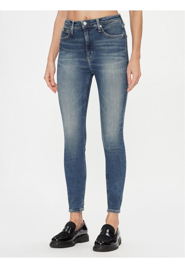Calvin Klein Jeans Jeansy High Rise Super Skinny Ankle J20J222146 Niebieski Skinny Fit. Kolor: niebieski