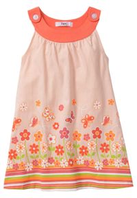 Sukienka dziewczęca z dżerseju bonprix mandarynkowo-jasny koralowy z nadrukiem. Kolor: czerwony. Materiał: jersey. Wzór: nadruk #1