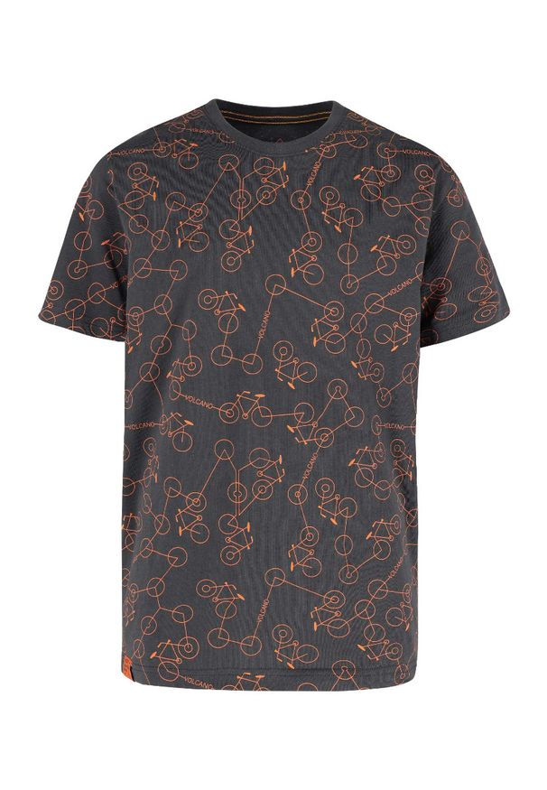 Volcano - T-shirt chłopięcy z rowerami T-ROKI JUNIOR. Kolor: szary. Materiał: włókno, materiał, prążkowany, bawełna. Wzór: nadruk. Styl: klasyczny