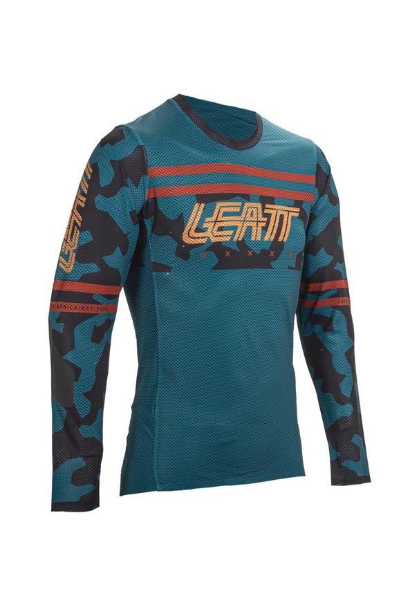 Koszulka rowerowa dziecięca LEATT Jersey MTB Gravity 4.0 Junior. Kolor: zielony, niebieski, wielokolorowy. Materiał: jersey. Sport: kolarstwo