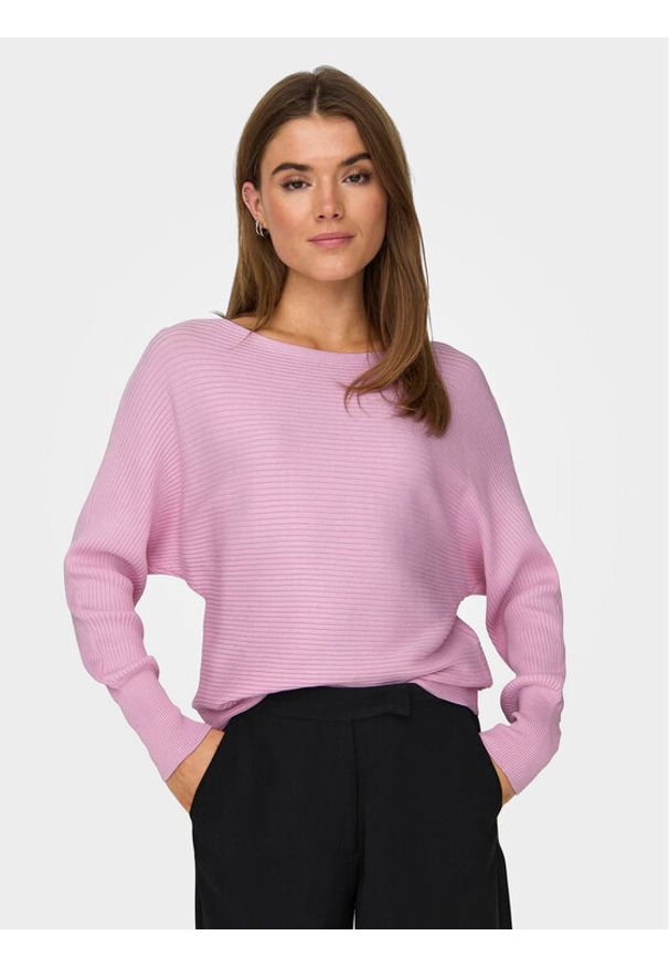 only - ONLY Sweter Adaline 15226298 Różowy Relaxed Fit. Kolor: różowy. Materiał: wiskoza