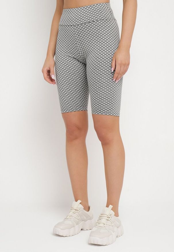 Born2be - Biało-Czarne Szorty Kolarki z Efektem Push-Up Briala. Kolor: biały. Styl: sportowy, elegancki