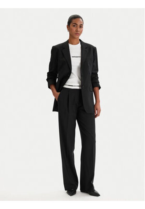 Karl Lagerfeld - KARL LAGERFELD Spodnie materiałowe B1W10002 Czarny Regular Fit. Kolor: czarny. Materiał: wełna