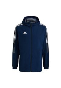 Adidas - Kurtka męska adidas Tiro 21 Windbreaker. Kolor: niebieski, wielokolorowy, biały. Sport: piłka nożna