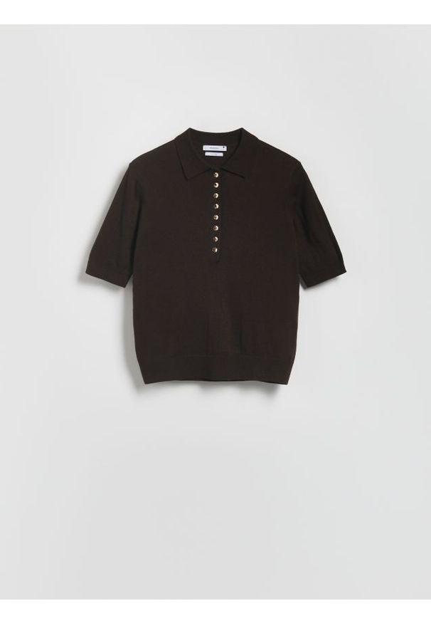 Reserved - Sweter z wełną - brązowy. Kolor: brązowy. Materiał: wełna