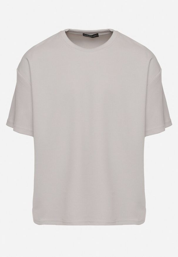 Born2be - Jasnoszara Koszulka T-shirt Klasyczna Paliessa. Kolor: szary. Styl: klasyczny