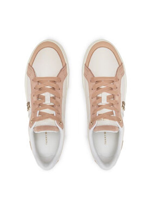 TOMMY HILFIGER - Tommy Hilfiger Sneakersy FW0FW08460 Biały. Kolor: biały. Materiał: skóra