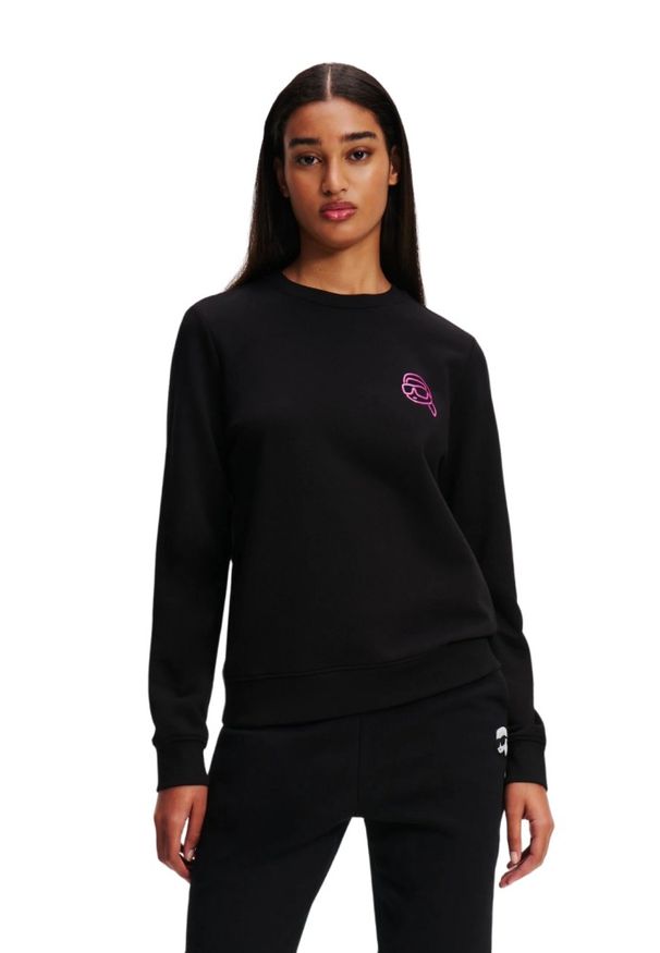 Karl Lagerfeld - KARL LAGERFELD Czarna bluza damska Ikonik 2.0 Jelly, Rozmiar XS. Kolor: czarny. Materiał: bawełna