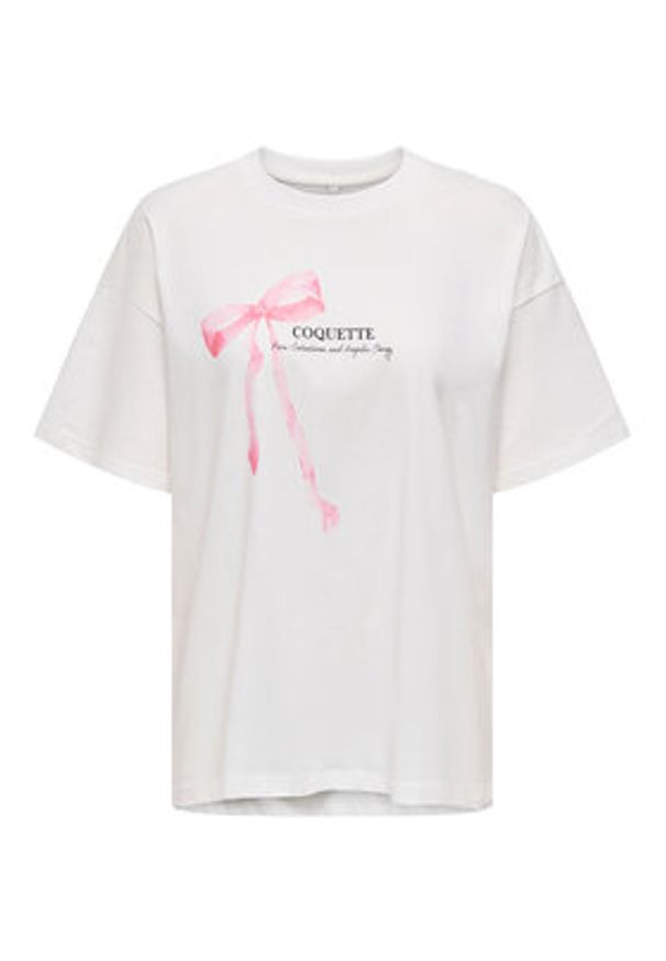 only - ONLY T-Shirt Vivvi 15346761 Biały Regular Fit. Kolor: biały. Materiał: bawełna