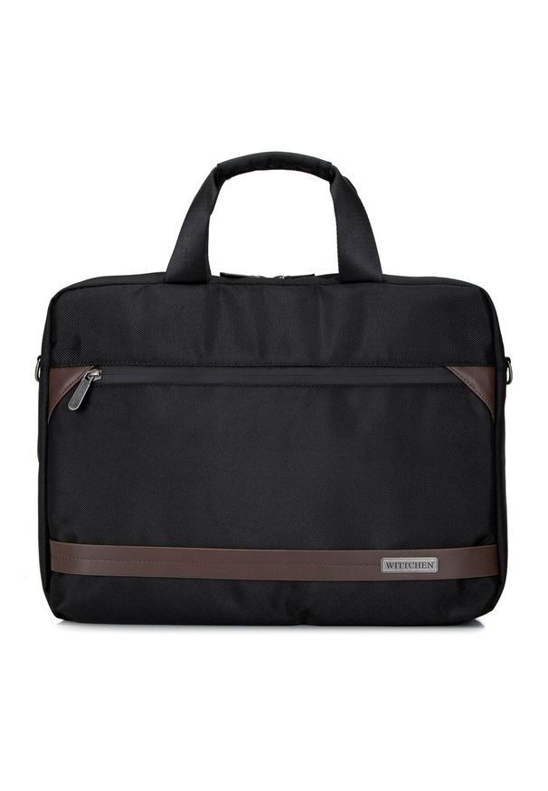 Wittchen - Męska torba na laptopa 15,6” z krytym suwakiem duża. Kolor: brązowy, wielokolorowy, czarny. Materiał: poliester. Wzór: aplikacja. Styl: klasyczny, biznesowy