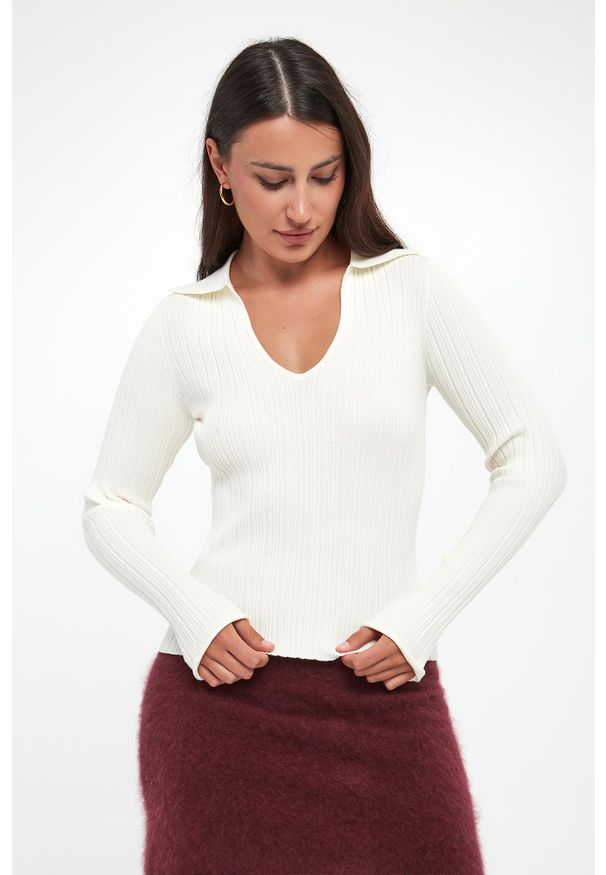 Marella - Sweter damski prążkowany Binomio MARELLA SPORT. Materiał: prążkowany. Styl: sportowy