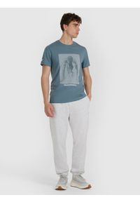 4f - 4F T-shirt regular z nadrukiem męski - granatowy 3XL. Okazja: na co dzień. Kolor: niebieski. Materiał: materiał, bawełna. Wzór: nadruk. Styl: casual