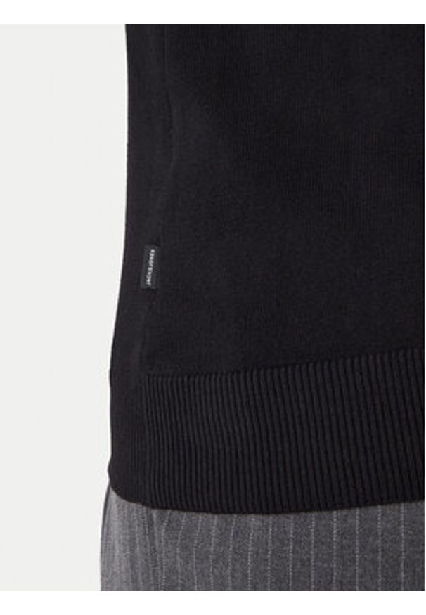 Jack & Jones Golf Emil Knit Roll Neck 12157417 Czarny Regular Fit. Typ kołnierza: golf. Kolor: czarny. Materiał: bawełna