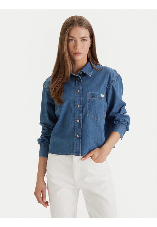 Calvin Klein Jeans Koszula jeansowa New Dad LV047F790G Niebieski Regular Fit. Kolor: niebieski. Materiał: bawełna