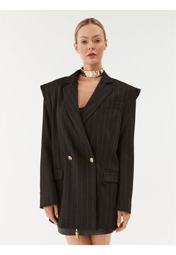 Versace Jeans Couture Marynarka 75HAQ700 Czarny Oversize. Kolor: czarny. Materiał: syntetyk
