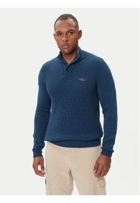 Aeronautica Militare Sweter 252MA1572UL00409 Niebieski Slim Fit. Kolor: niebieski. Materiał: bawełna
